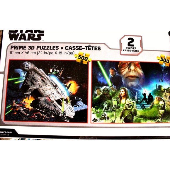 STAR WARS Puzzle 500 pc Millennium Falcon Darth Vader Emperor Han Solo 2 in 1 - Picture 2 of 8